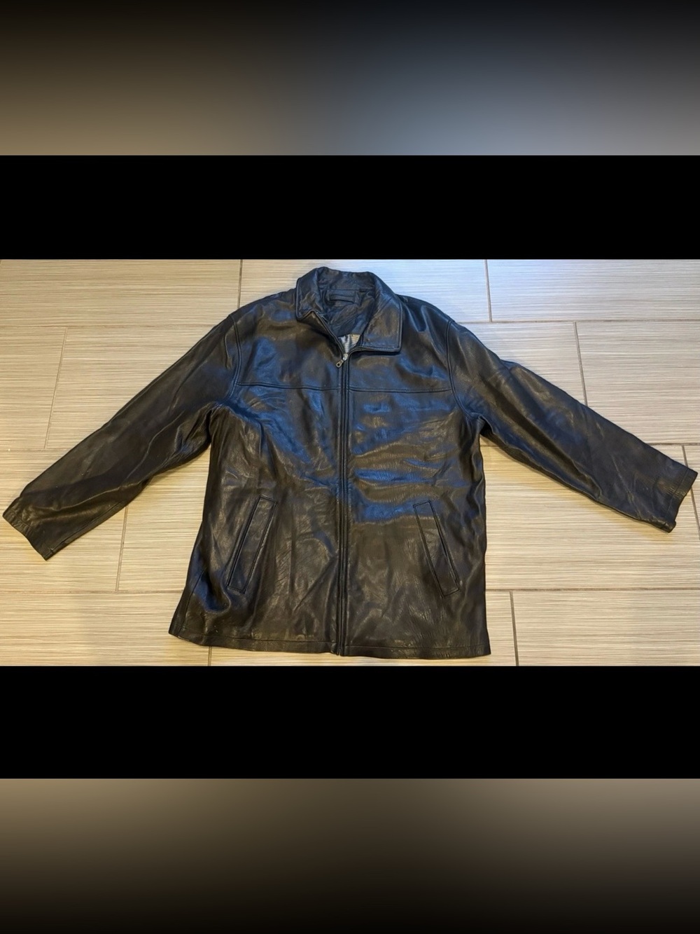 Roundtree & Yorke Men’s Genuine Leather Black Zip Jacket Coat Size XL